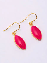 Marquise Pink Chalcedony Gold Plated Sterling Silver Earrings