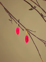 Marquise Pink Chalcedony Gold Plated Sterling Silver Earrings