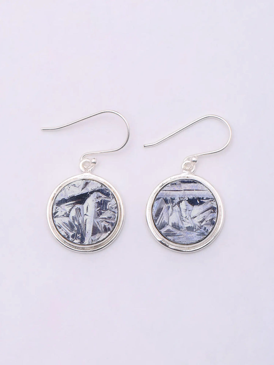 Pyrite Round Sterling Silver Hook Earrings