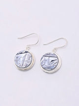 Pyrite Round Sterling Silver Hook Earrings