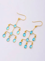 Sky Blue Topaz Gold Plated Sterling Silver Chandelier Earrings