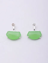 Faceted Prehnite and Chalcedony Sterling Silver Earrings