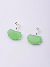 Faceted Prehnite and Chalcedony Sterling Silver Earrings