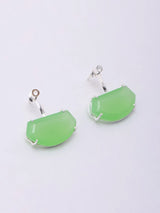Faceted Prehnite and Chalcedony Sterling Silver Earrings
