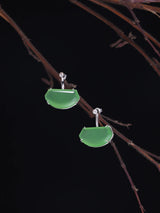 Faceted Prehnite and Chalcedony Sterling Silver Earrings