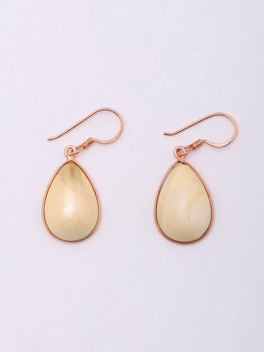Rose Gold Plated Sterling Silver Teardrop Pearl Hook Earrings