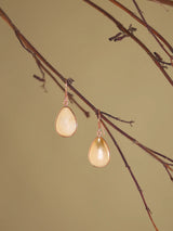 Rose Gold Plated Sterling Silver Teardrop Pearl Hook Earrings