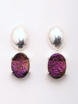 Titanium Druzy Sterling Silver Drop Earrings