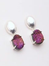 Titanium Druzy Sterling Silver Drop Earrings