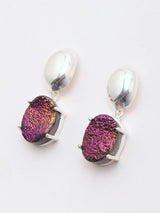 Titanium Druzy Sterling Silver Drop Earrings