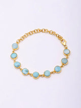 Cabochon Larimar Gold Plated Sterling Silver Bracelet