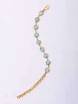 Cabochon Larimar Gold Plated Sterling Silver Bracelet