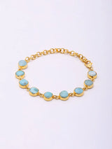 Cabochon Larimar Gold Plated Sterling Silver Bracelet
