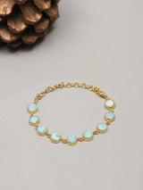 Cabochon Larimar Gold Plated Sterling Silver Bracelet