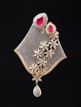 Pink and White Floral Brass Pendant