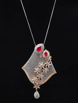 Pink and White Floral Brass Pendant
