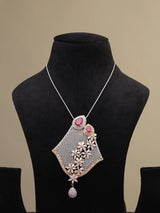 Pink and White Floral Brass Pendant