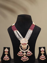 Kundan Ganesha Multi Strand Beaded Necklace and Earrings Set
