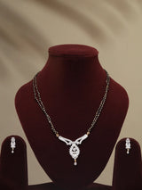 Double Strand Stone Studded Brass Mangalsutra and Earrings Set