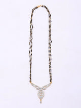 Double Strand Stone Studded Brass Mangalsutra and Earrings Set