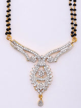 Double Strand Stone Studded Brass Mangalsutra and Earrings Set