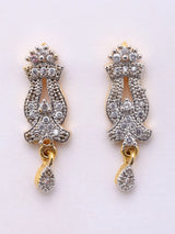Double Strand Stone Studded Brass Mangalsutra and Earrings Set