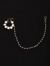 Kundan Studded Vilandi Nose Ring with Beaded Chain