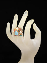 Multicolour Stone Studded Brass Ring