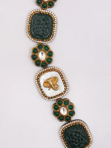 Victorian Antique Green Stone Long Necklace and Earring Set