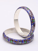 Meenakari Floral Vine Sterling Silver Bangles Set of 2