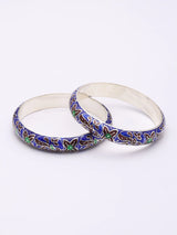 Meenakari Floral Vine Sterling Silver Bangles Set of 2