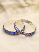 Meenakari Floral Vine Sterling Silver Bangles Set of 2