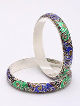 Meenakari Elephant Motif Sterling Silver Bangles