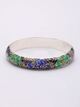 Meenakari Elephant Motif Sterling Silver Bangles