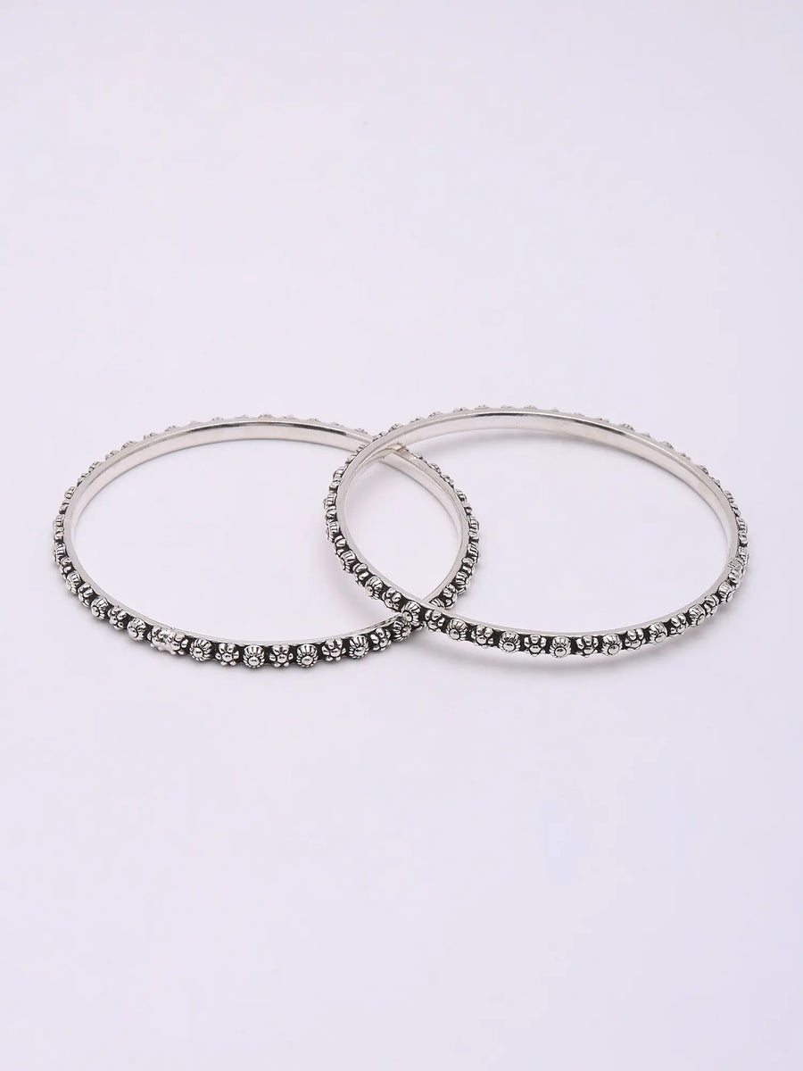 Sterling Silver Bangles Pair in Polished Finish