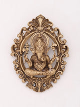 Seated Chaturbhuja Lord Ganesha Brass Brooch