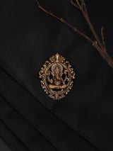 Seated Chaturbhuja Lord Ganesha Brass Brooch