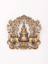 Tibetan Buddhist Stupa and Deer Motif Brass Brooch