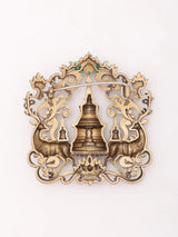 Tibetan Buddhist Stupa and Deer Motif Brass Brooch
