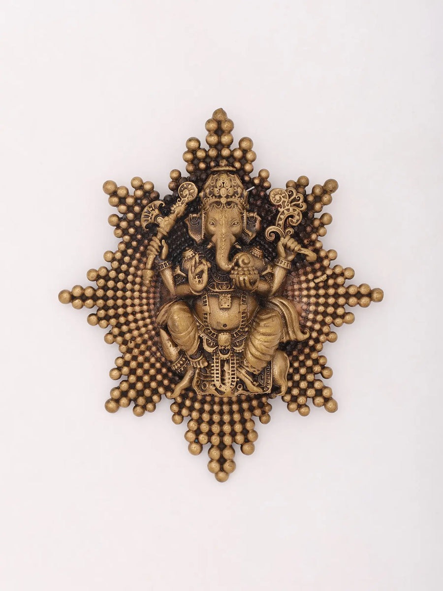 Chaturbhuja Lord Ganesha Brass Brooch