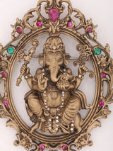Chaturbhuja Ganesha Stone Studded Brass Brooch