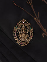Chaturbhuja Ganesha Stone Studded Brass Brooch