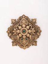 Ornate Mandala and Bull Motif Brass Brooch