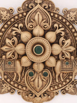 Ornate Mandala and Bull Motif Brass Brooch