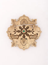 Ornate Mandala and Bull Motif Brass Brooch