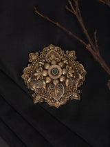 Ornate Mandala and Bull Motif Brass Brooch