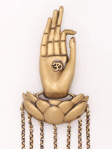 Gyan Mudra on Lotus Base with Om Brass Brooch