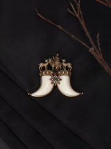 Fluted Krishna and Tiger Nail Brass Brooch
