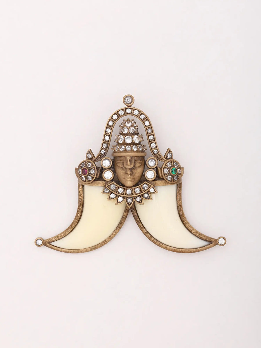 Lord Venkateshwara Tiger Nail Brass Brooch