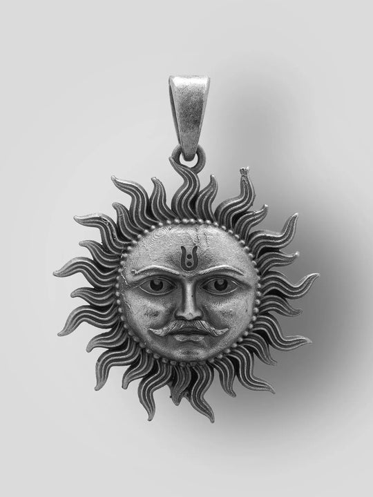 Vintage Polish Sun God Sterling Silver Pendant